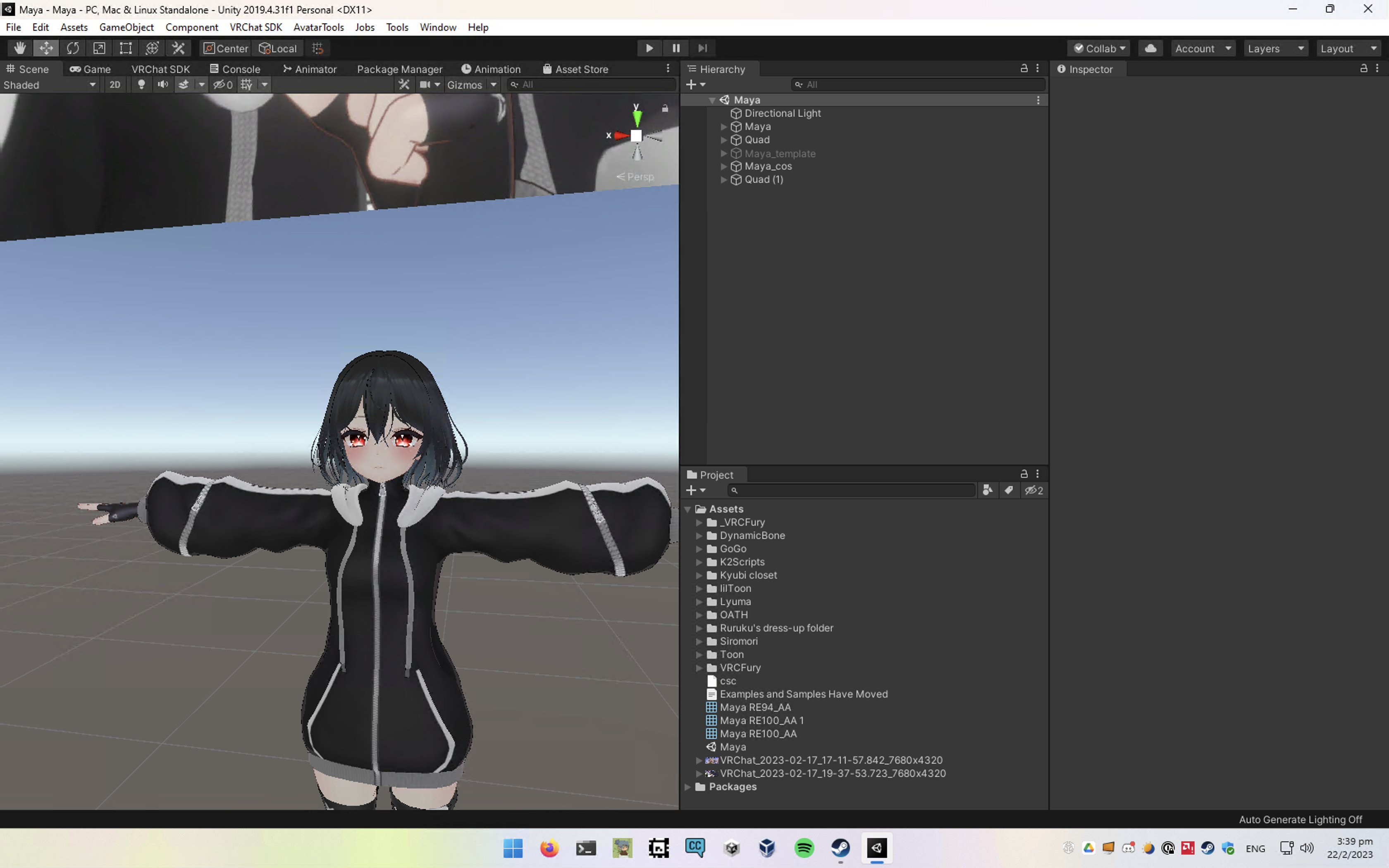 a screenshot of the Unity